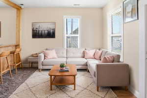 Living room featuring baseboards
