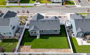 Aerial perspective of suburban area