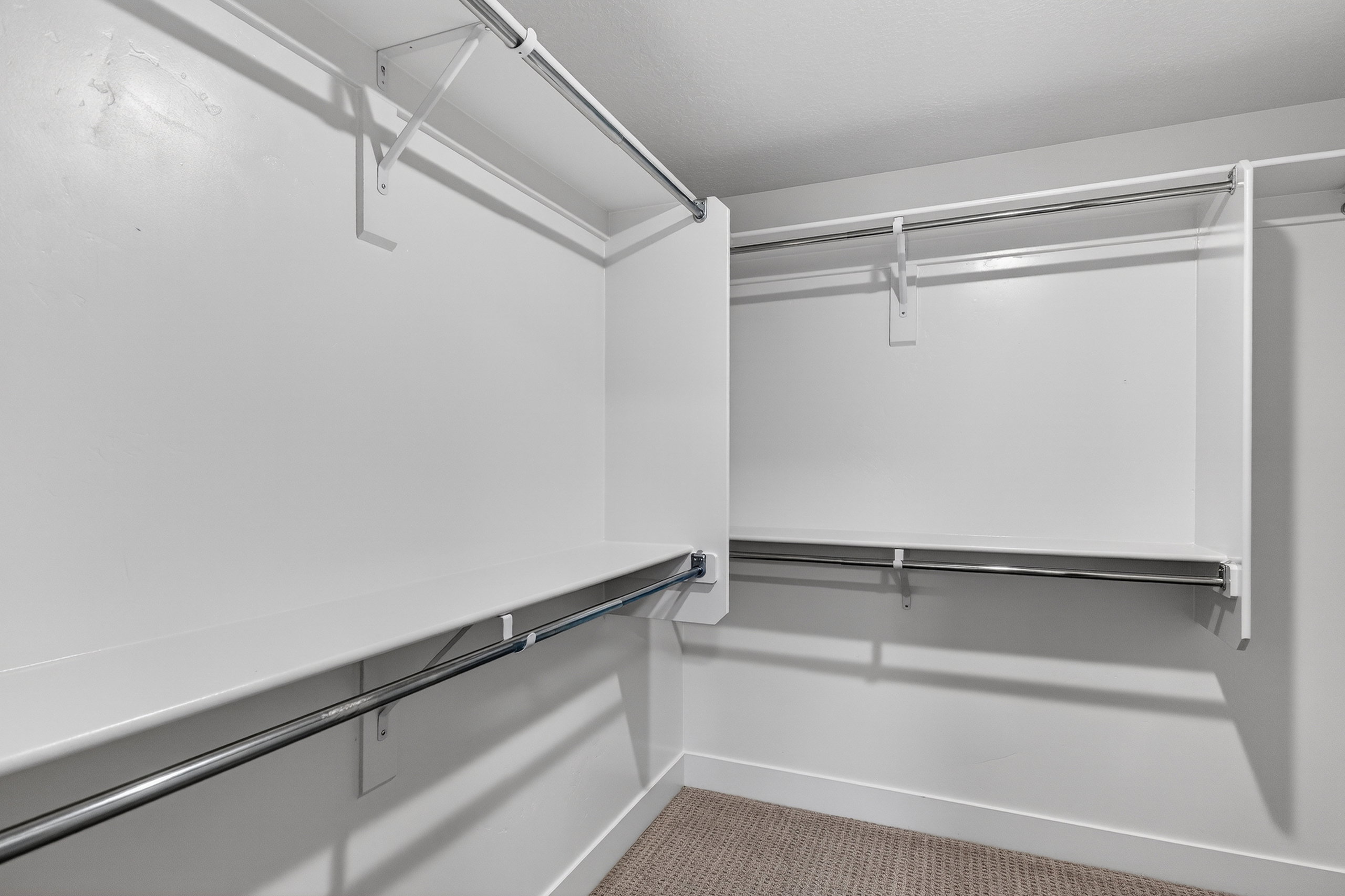 Walk in closet with light carpet