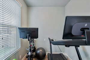 Exercise area with baseboards