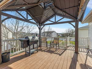 Deck featuring grilling area and a residential view