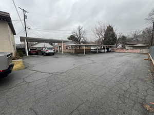 View of covered parking lot