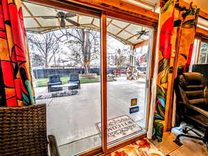 View of patio / terrace featuring a ceiling fan