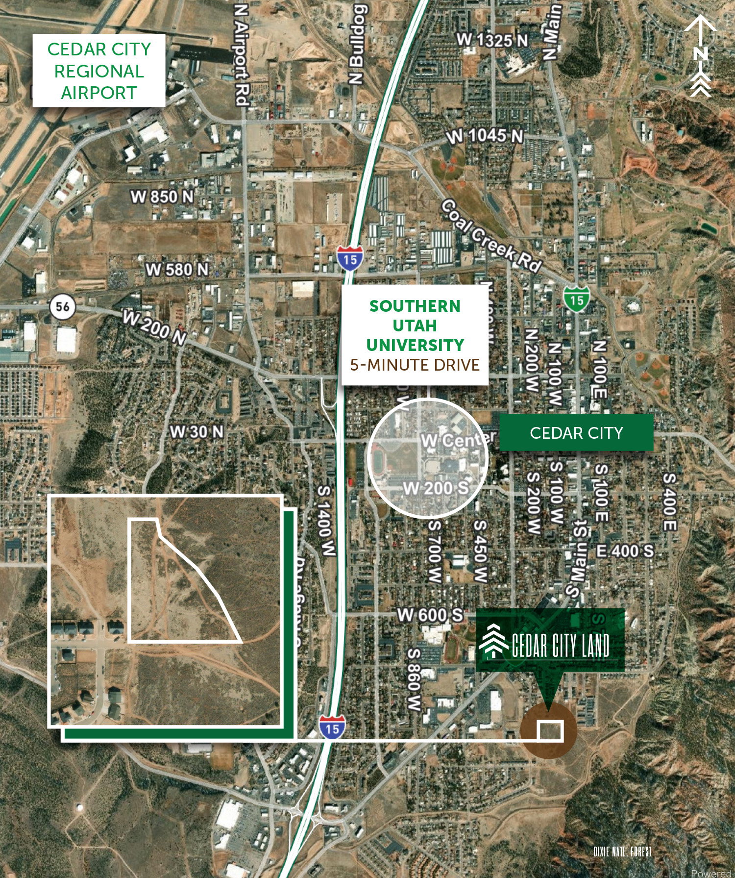 Aerial map of property and surrounding area