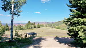 Mountain view with rural landscape
