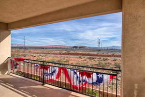 Balcony with a mountain view
