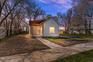 View of front of property with board and batten siding