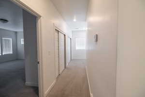 Hall with light carpet