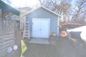 View of shed featuring a gazebo