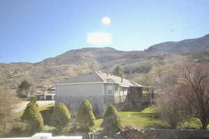 View of mountain backdrop end of hall