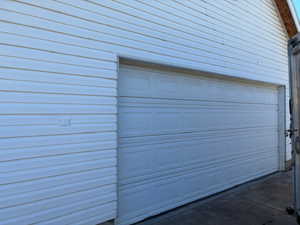 View of 2 car garage