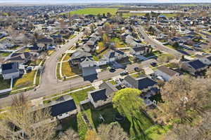 Aerial perspective of suburban area