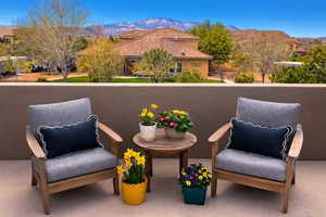 Balcony with a mountain view