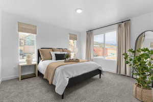 Bedroom with carpet