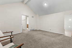 Unfurnished room with carpet and baseboards