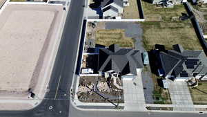 Aerial perspective of suburban area