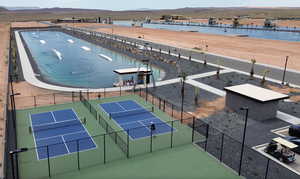 Aerial view of a mountainous background