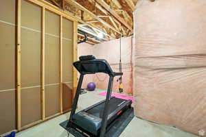 Unfinished workout area