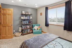 Bedroom featuring carpet flooring and recessed lighting
