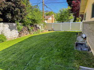 View of fenced backyard