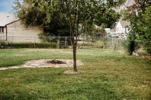 View of fenced backyard