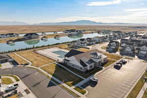 Aerial perspective of Stillwater Community amenities including clubhouse, gym, and pool