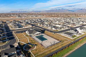 Aerial perspective of Stillwater Community amenities including clubhouse, gym, and pool