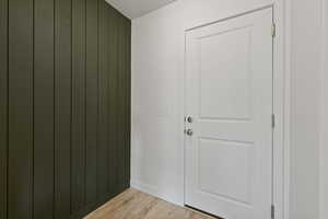 View of door to the garage and potential mudroom space