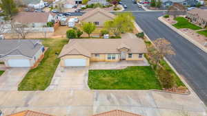 Aerial perspective of suburban area