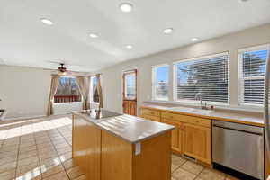 Kitchen with view into dining room