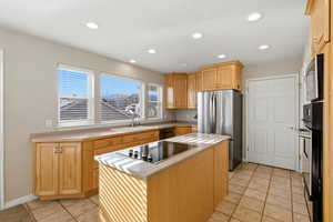 Kitchen with large picture windows