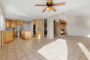 Dining room area with view to kitchen and living room