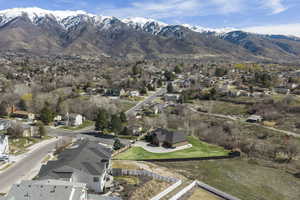 View of mountain background featuring nearby suburban area