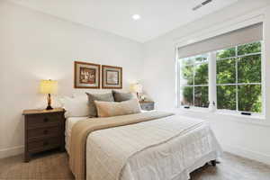 Bedroom featuring carpet and recessed lighting