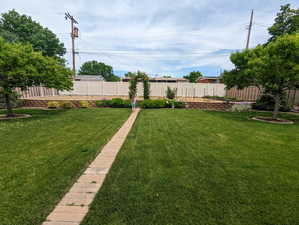 View of fenced backyard