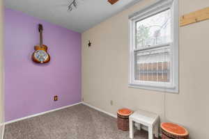 Carpeted empty room with baseboards