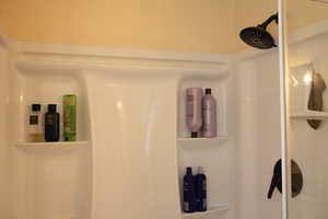 Master bathroom view of a stall shower