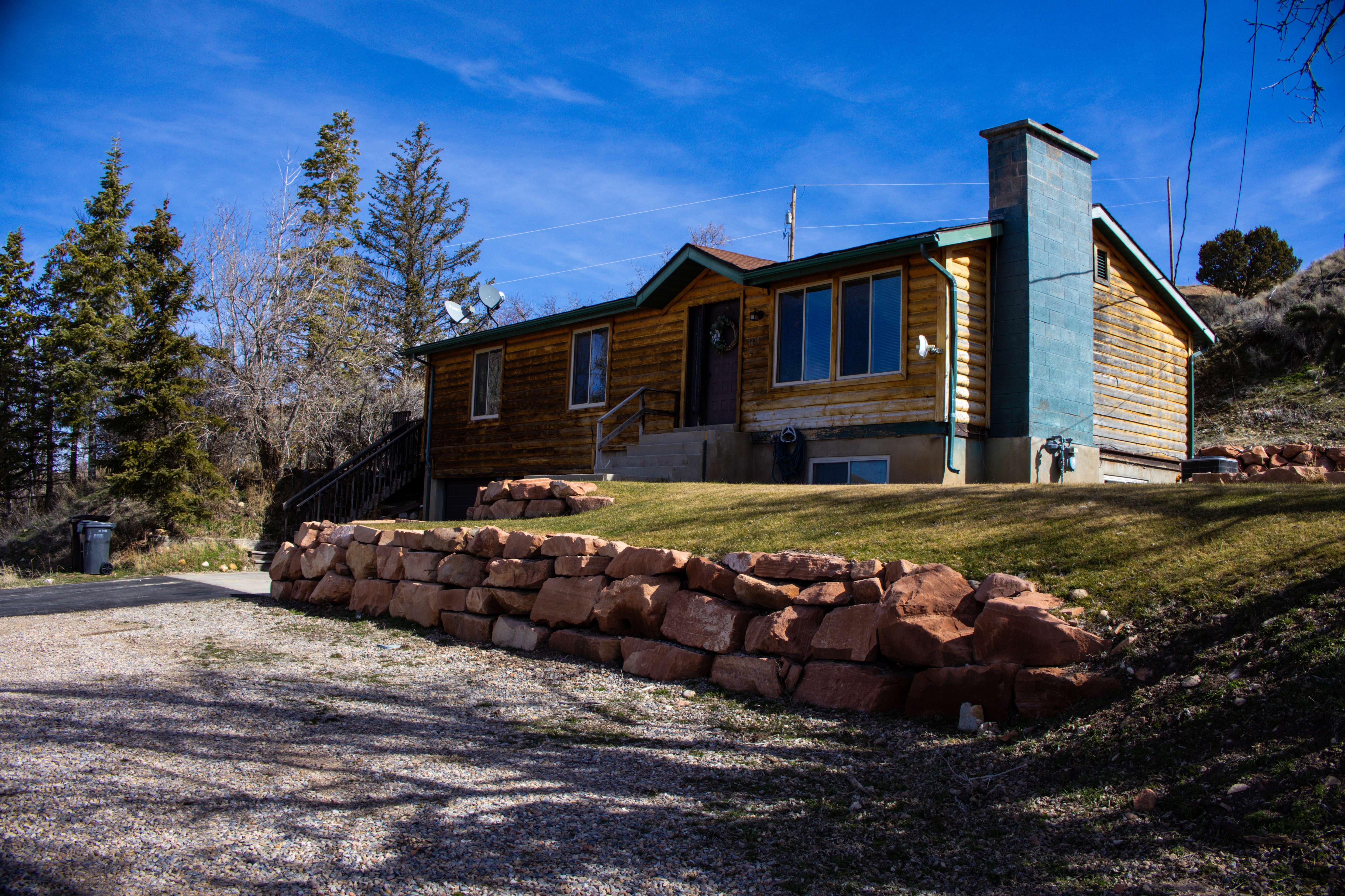View of front of property with a chimney