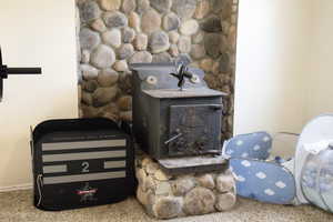 Fireplace located in basement