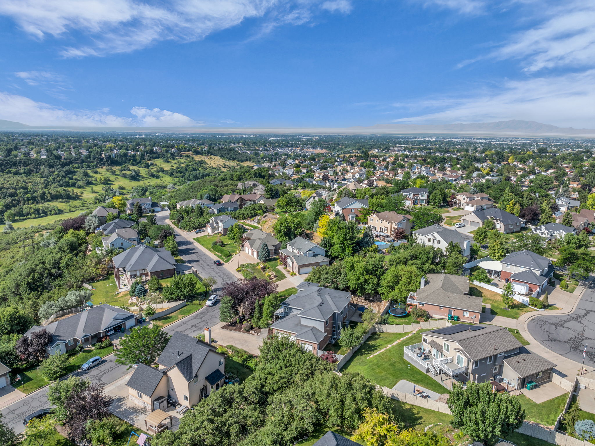 Aerial perspective of suburban area