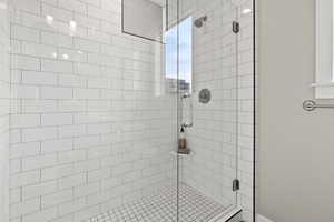 Bathroom with a stall shower