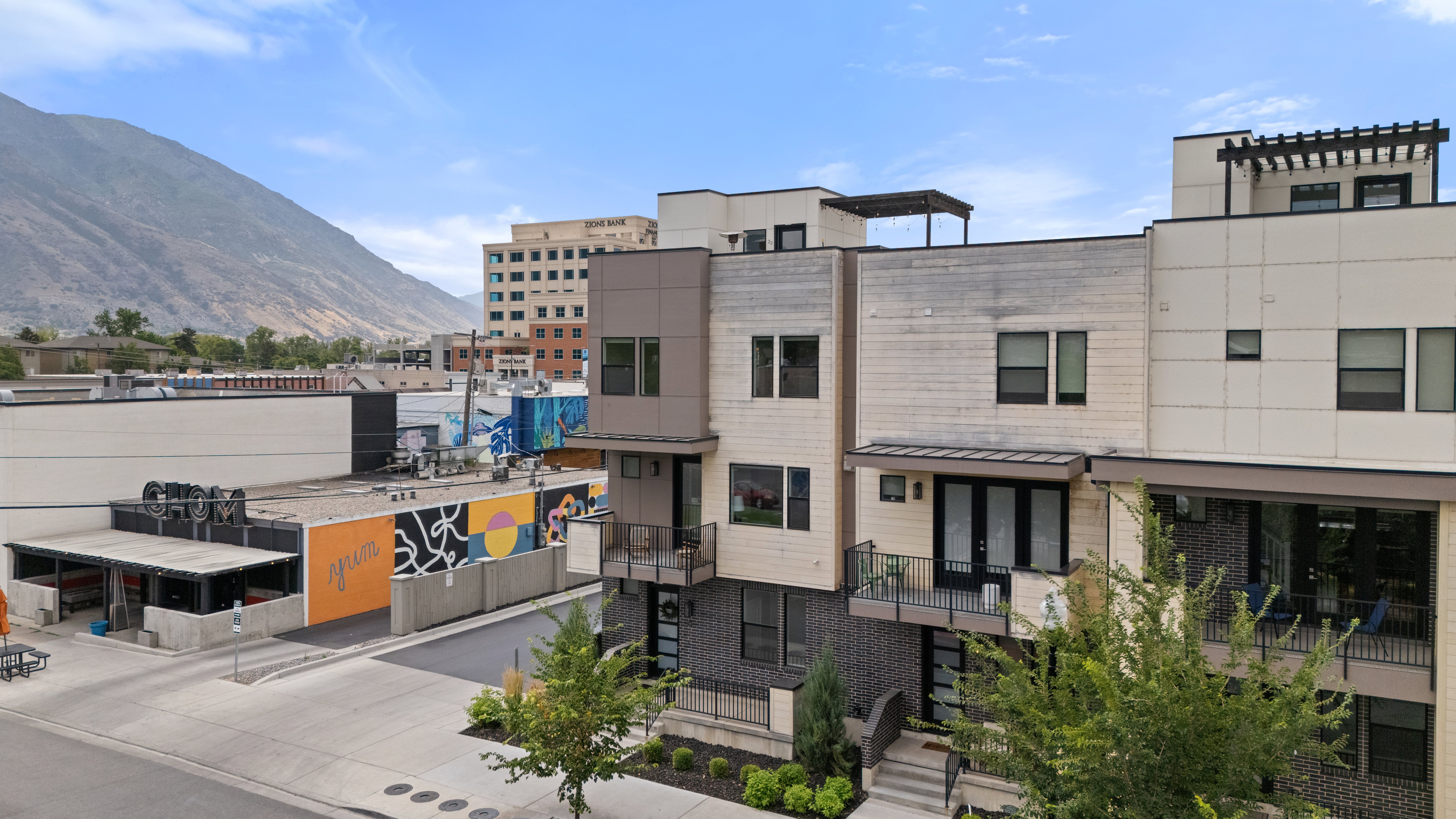 View of building exterior with a mountain view