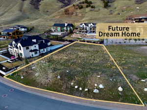 Aerial overview of property's location featuring property boundaries highlighted