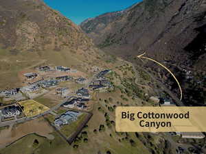 Bird's eye view of how close this lot is to the mouth of Big Cottonwood canyon