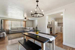 Elegant dining room with upgraded light fixture
