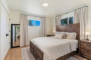 Newer vinyl windows and space saver shelving in closets for added functionality