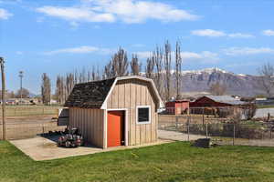 Storage shed on a concrete pad