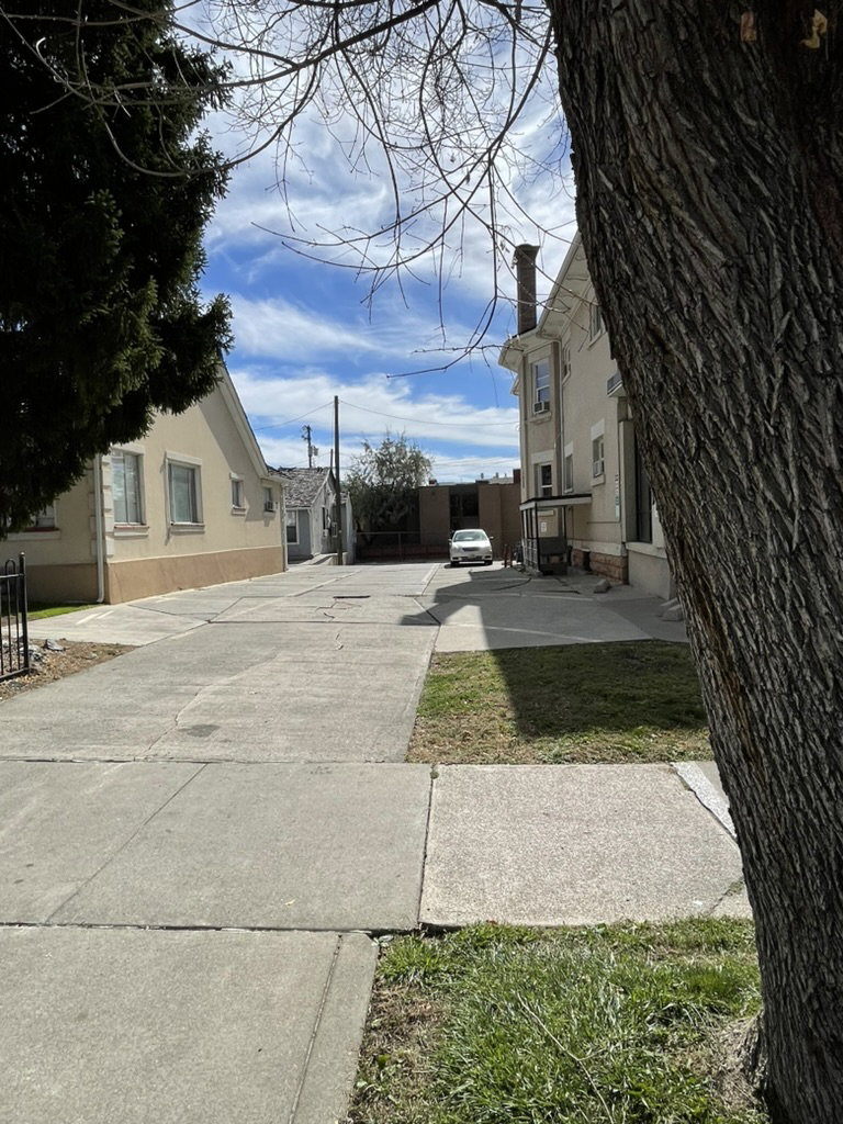 View of concrete alley