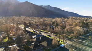 View of mountain background with nearby suburban area