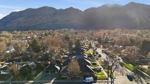 View of mountain background featuring nearby suburban area